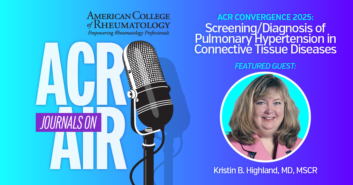 ACRheum's tweet image. Kristin Highland, MD, MSCR, shares insights from her #ACR25 session on personalizing care for pulmonary hypertension in connective tissue diseases. 

She explores early detection challenges, new technologies like AI-assisted imaging, &amp;amp; the collaborative approach shaping better…