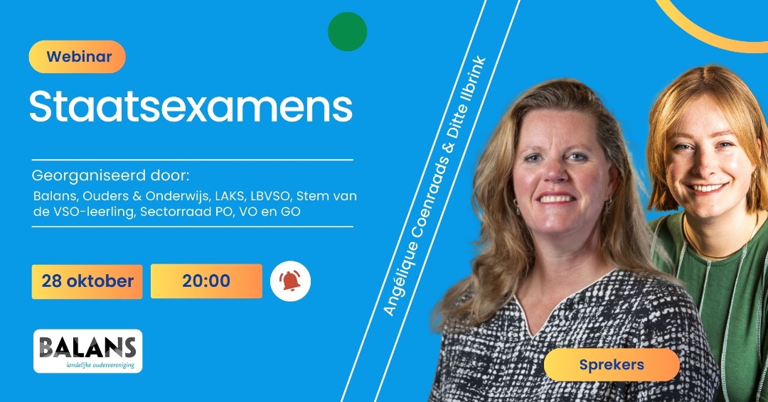 Doe jij (of je kind) één of meer staatsexamens?
Dan is dit webinar iets voor jou! 💡
eventbrite.com/e/tickets-webi…
#Staatsexamen #Balans #CvTE #DUO #Kennisnet #Onderwijs #VSO #Ouders #LerenVoorHetExamen #Webinar @lerenvoorhetexamen