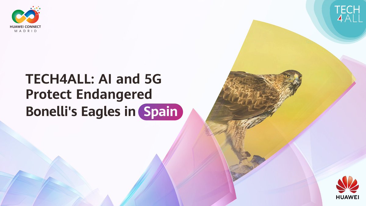 TECH4ALL is utilizing camera tech, AI &amp; communications technology to help protect endangered Bonelli's eagles in Spain. Conservationists can better safeguard the species with real-time data and connectivity.

Stay tuned for more TECH4ALL initiatives at HUAWEI CONNECT EUROPE 2025. https://t.co/13ufVKYLCF