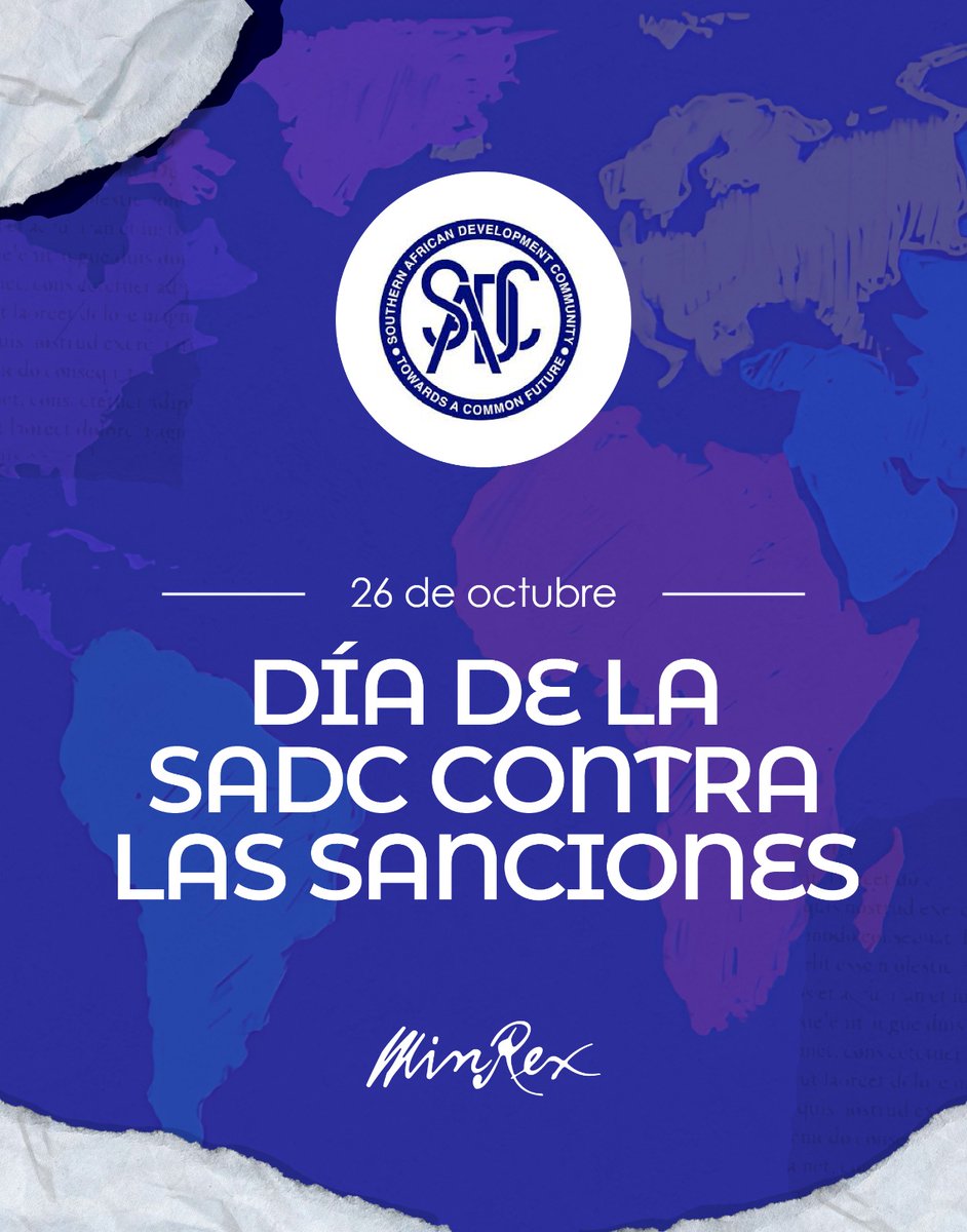 Hoy se celebra el Día de la Comunidad de Desarrollo de África Austral (SADC) contra las Sanciones, fecha en la que ratificamos la condena de #Cuba a las medidas coercitivas unilaterales impuestas contra #Zimbabwe.

Igualmente, agradecemos la histórica posición de los países