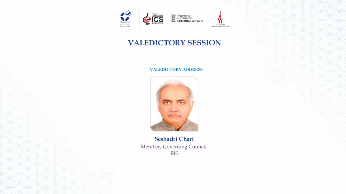 📢#18AICCS
Day 3: Valedictory Session | Now underway!

📍Venue: Old Auditorium
⏱️Time: 2:30 PM - 3:30 AM

Chair and Special Remarks: Alka Acharya, Director, Institute of Chinese Studies, New Delhi

Valedictory Remarks: Himanshu Rai, Director, IIM Indore

(1/4)