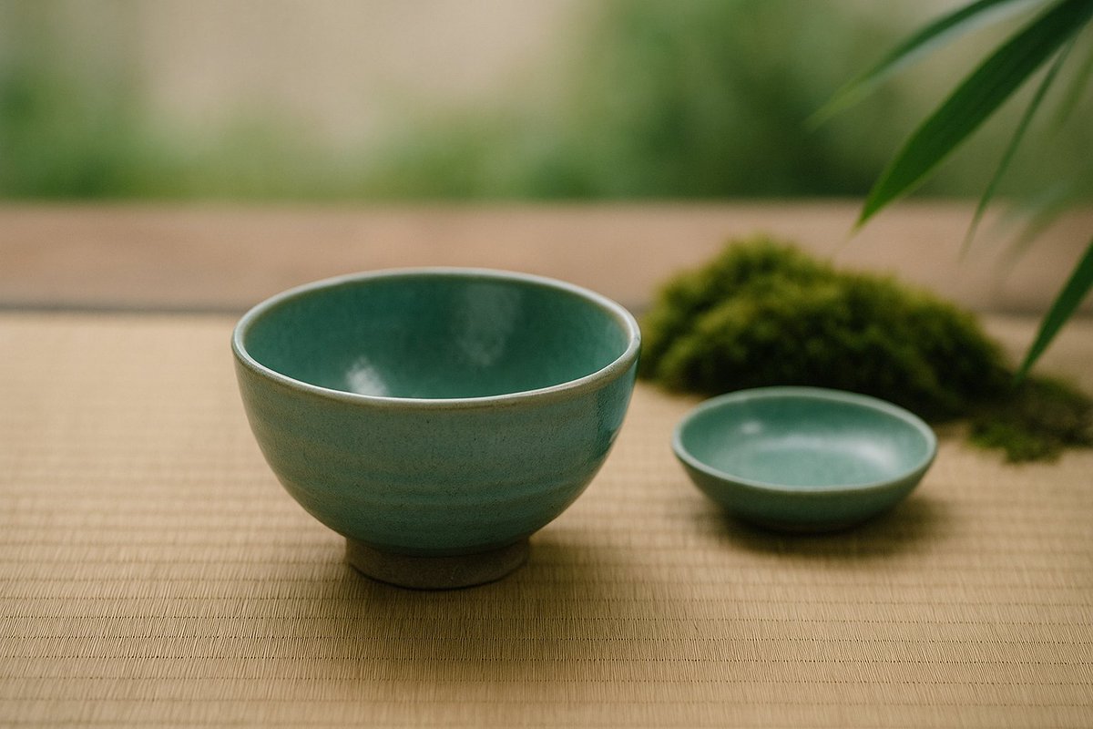 Matsushiro-yaki from Nagano — gentle blue-green pottery born from mountain clay.  
Each piece reflects nature’s calm and the spirit of wabi-sabi. 🌿  
#MatsushiroYaki #NaganoCraft #Mingei #WabiSabi #TeaDa