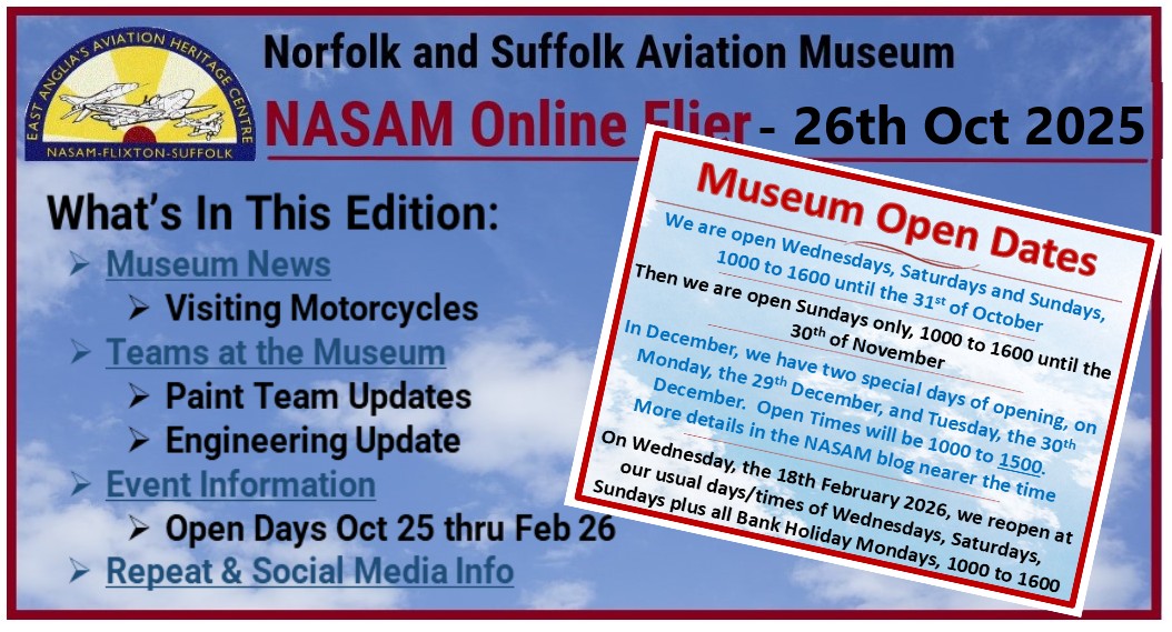 𝗡𝗼𝗿𝗳𝗼𝗹𝗸 𝗮𝗻𝗱 𝗦𝘂𝗳𝗳𝗼𝗹𝗸 𝗔𝘃𝗶𝗮𝘁𝗶𝗼𝗻 𝗠𝘂𝘀𝗲𝘂𝗺 𝗕𝗟𝗢𝗚
In this edition, photos of visitors, updates from the Paint Team and Engineering Plus open days for the remainder of the year.

➡️ For more info, go direct to: wp.me/p8UmsH-7fv