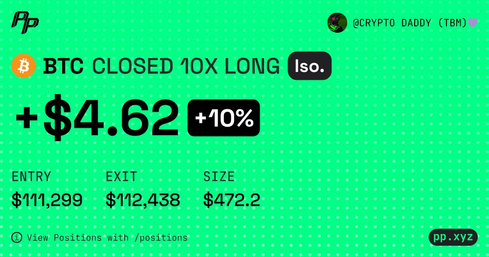 cryptoinsight_1's tweet image. You&apos;ve been looking to trade perps or meme with smarter execution. Faster fills. Fewer emotions? @pp_trading is the best. 👉t.me/pocketprotecto…
 
Here’s my latest PnL card for #dYdXPocketProBot 📊💥 

@dYdX @pp_trading