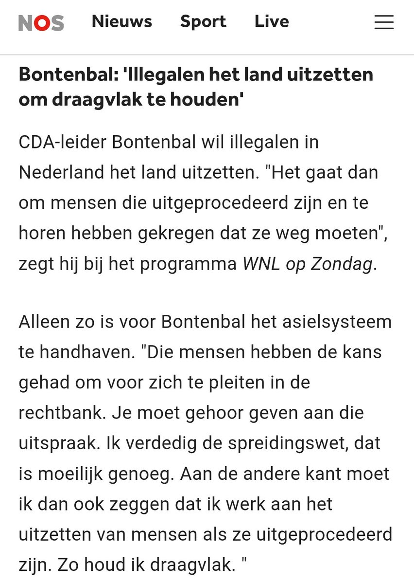 Voor Bontenbal is de omvolking van Nederland sociaal-logistieke uitdaging: hoe kun je zoveel mogelijk mensen naar hierheen halen zonder dat Nederlanders te boos worden?