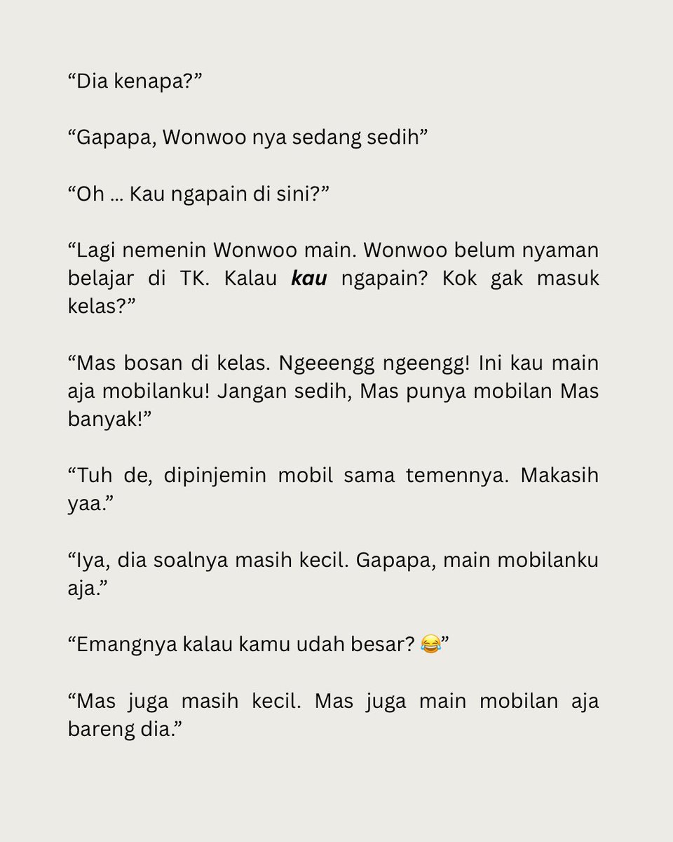 minwonxixi's tweet photo. BxB

Ketika banyak serial hidup terlewat begitu saja, hanya satu yg ia cita-citakan, yaitu terlepas dari kontrak menjadi anak kecil di keluarga. Tapi selangkah menjadi mandiri, seribu langkah seseorang mendekati ruang kesendiriannya.

Pls welcome,
Berondong x Bungsu https://t.co/lDZDS0khUC