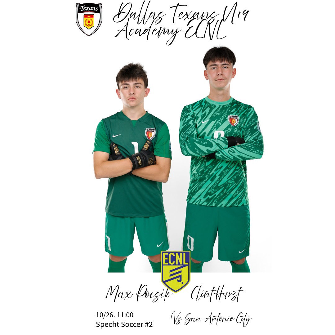 Rain has gone away in San Antonio, but these 2 have not! It’s GAME DAY!
<a href="/DallasTexans08B/">Dallas Texans 08B Academy ECNL</a> 
<a href="/DTexansSC/">Dallas Texans Soccer Club</a> 
<a href="/TheDallasTexans/">Dallas Texans</a> 
<a href="/ECNLboys/">ECNL Boys</a> 
<a href="/MaxPocsik/">Max Pocsik</a> 
<a href="/Clinthurstgk/">Clint Hurst</a>