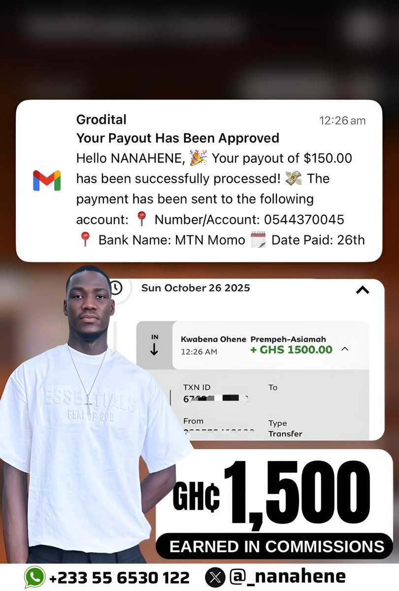 My first GHS 1,500 of being an affiliate on <a href="/grodital/">Grodital</a> in 2Weeks 🥳

Affiliate marketing always pays! You doubt, We Win! You Join, We Win Together!! 💯

Slide To My Bio And Connect With Me Now!! 

POVERTY NA SC@M 🤧
 Or <a href="/atk_universe/">ATKuniverse</a> Na lie ??