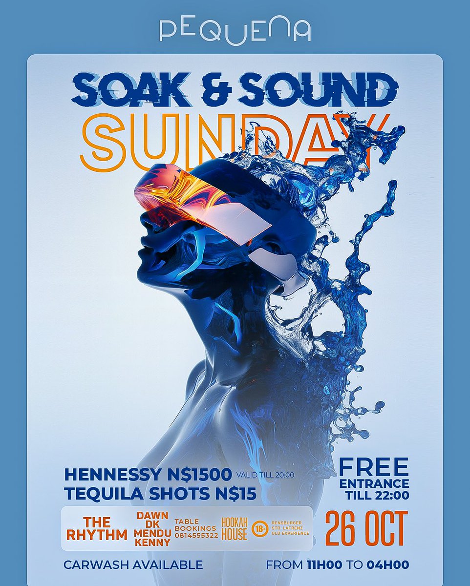 It’s a beautiful Sunday for some car wash, good food and smooth tunes. See yall at <a href="/PequenaNamibia/">Pequena</a>