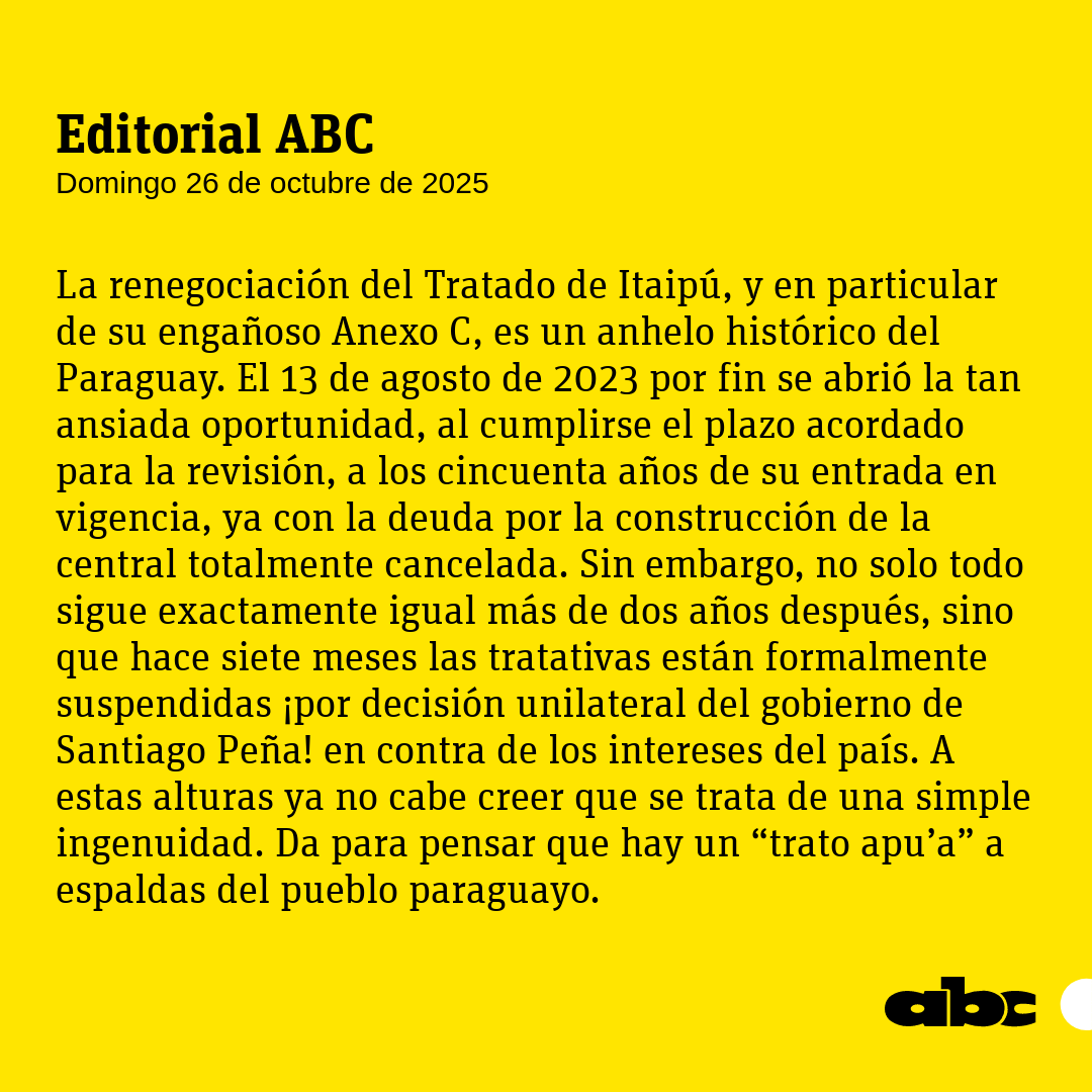 ABCDigital's tweet photo. #EditorialABC | “Trato apu’a” en Itaipú.
🔴Canal de WhatsApp: https://t.co/zcjWhsOMQ8
Leé más: https://t.co/6TqMY48CVB https://t.co/jYChyH8Buy