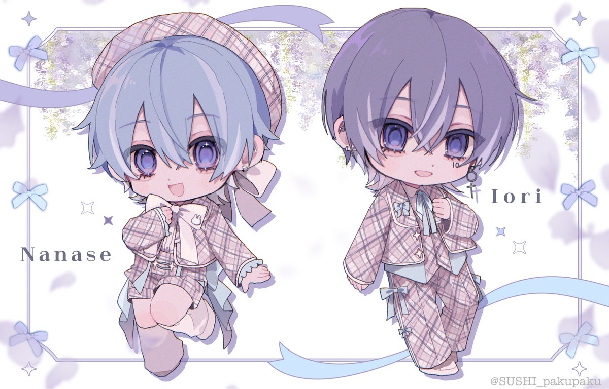すめしちゃん (@sushi_pakupaku) on Twitter photo イラスト描きました🩵🎀💜 イラスト描きました🩵🎀💜