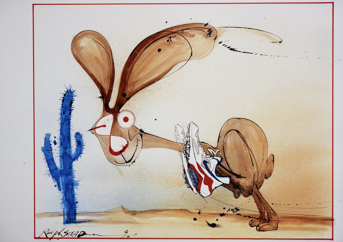 Running—lungs on fire, thoughts scattering like frightened birds. You’re not escaping something—you’re chasing the version of you that still believes in motion. 

#RunDay #RalphSteadman #Illustration