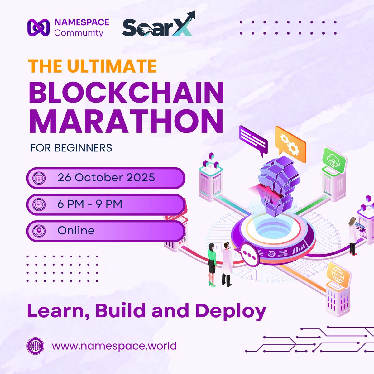 Blockchain and Decentralized tech are rapidly shaping how data works. Today, we’re unlocking the world of Web3

Join the focused 3-hour Blockchain Bootcamp today, designed to help you understand and build with blockchain technology.

Register here: namespace.world/events/KfWdwy1…