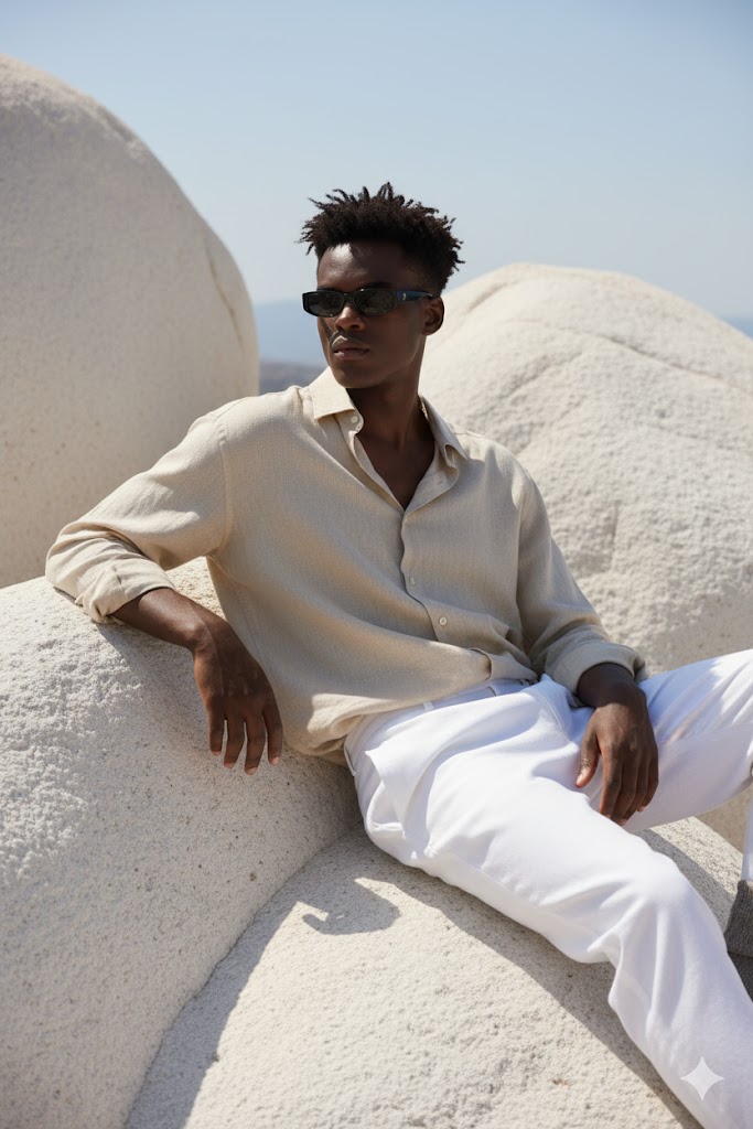 Casual portrait on rock