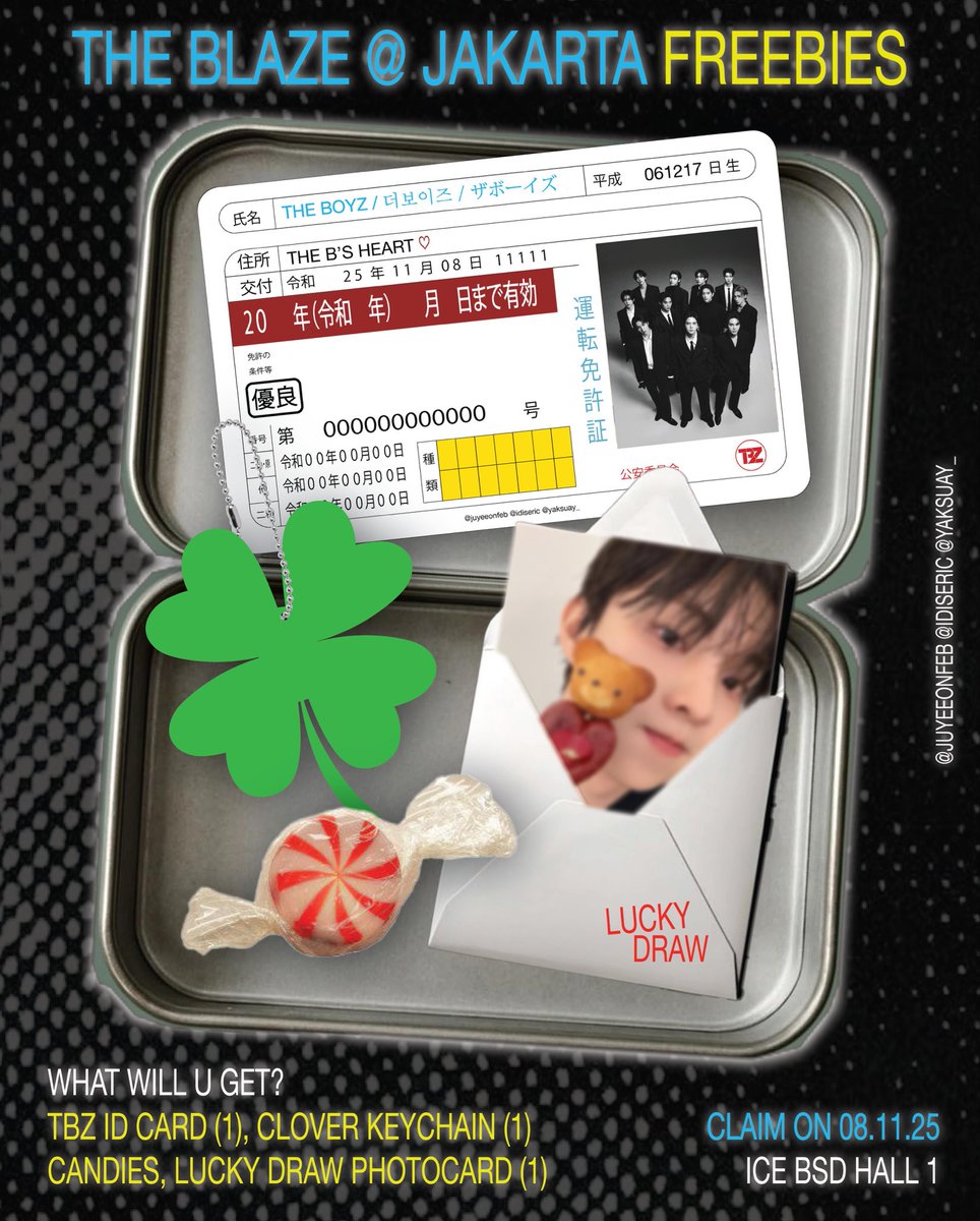juyeeonfeb's tweet image. 𝐓𝐇𝐄 𝐁𝐎𝐘𝐙 𝐓𝐇𝐄 𝐁𝐋𝐀𝐙𝐄 𝚰𝐍 𝐉𝐀𝐊𝐀𝐑𝐓𝐀 
freebies by @juyeeonfeb @idiseric @yaksuay_
🗓️08 November 2025
📍ICE BSD, HALL 1 
🕥TBA 
☘️rt and likes this tweet
☘️find & say hi to us
❗️limited qty — first come, first get ❗️
また会いましょう!📢
 #THEBLAZEinJAKARTA