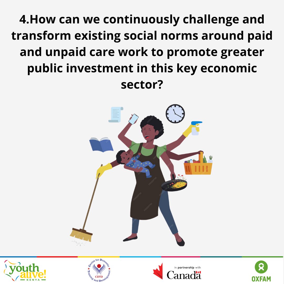 YouthAliveKe's tweet image. How can we continuously challenge and transform existing social norms around paid and unpaid care work to promote greater public investment in this key economic sector? @oxfamkenya @OxfamCanada @GAC_Corporate @gender_ke @PurityJebor @CDTD_  #TimeToCare #IDCS2025
