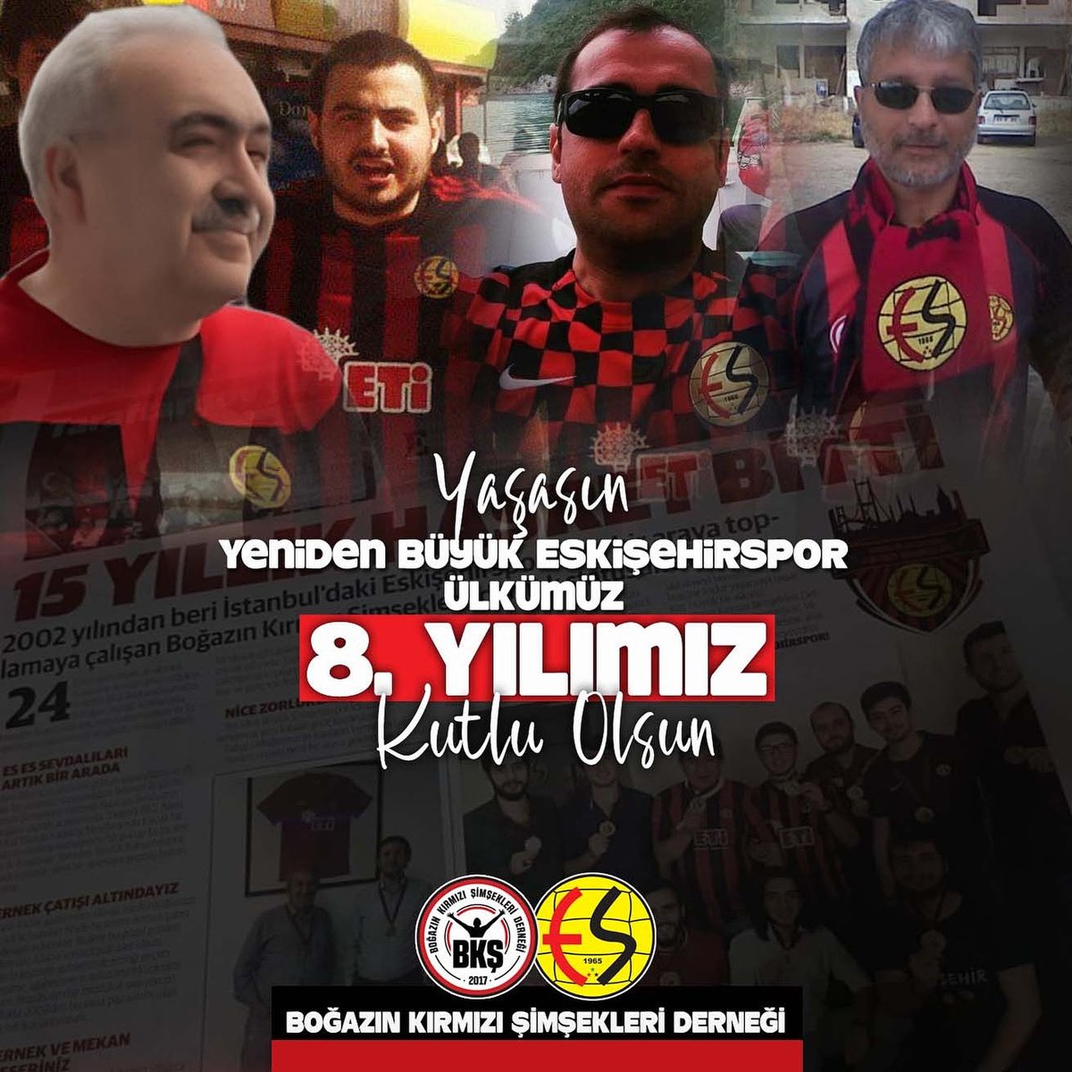 24 Ekim 2017 Tarihinde, İstanbul'da kurulan ilk Eskişehirspor taraftar derneği olarak tarihe geçen Boğazın Kırmızı Şimşekleri Derneği 8. yılını da geride bıraktı çok şükür. Derneğimizin yaşamasında emekleri geçen tüm ESES sevdalılarına sonsuz teşekkürler.
#BKŞDER8Yaşında