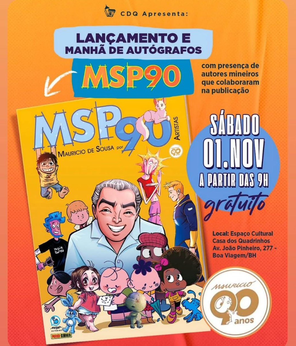 willrios's tweet photo. ESSA SEMANA EM BH! Estarei lá com outros artistas mineiros! Gratuito! @mauriciodesousa @brasil_panini #msp90 https://t.co/i8C4daBcbx