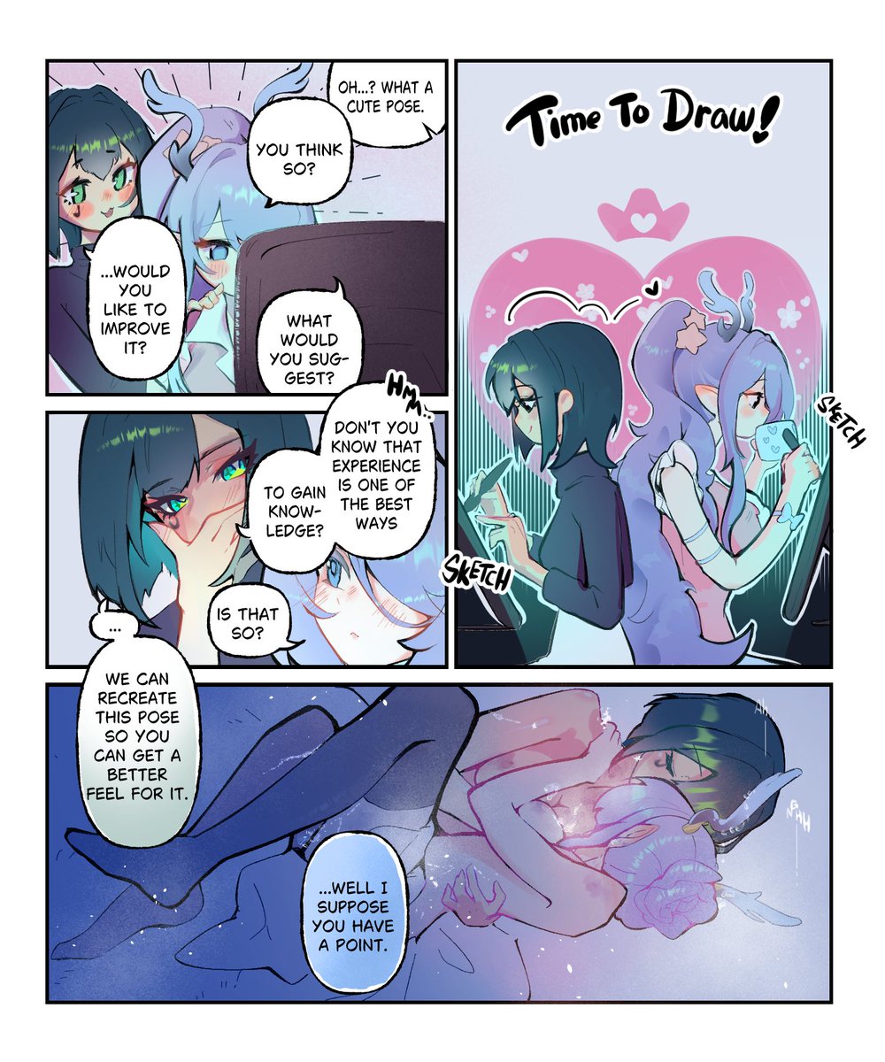 repost because why didn't anyone tell me nefer DOESN'T have a bob cut 💔 
artist  x  artist  au  <3  
#Laumafer #Nelauma #NefLau #yuri #nefer #Lauma #comic