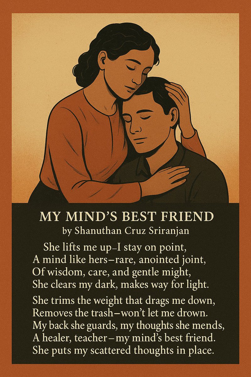 ShanuthanCruz's tweet photo. My Mind’s Best Friend 
By Shanuthan Cruz Sriranjan

#love #life #poetry #literature #Philosophy #poetrycommunity #ShanuthanWrites #PoetryByShanuthan #ShanuthanCruzQuotes #DeepThoughts #MyMindsBestFriend #PoeticSoul #ModernPoetry #DeepConnection #HealingEnergy #LoveWithDepth https://t.co/tqFm3WgjYj