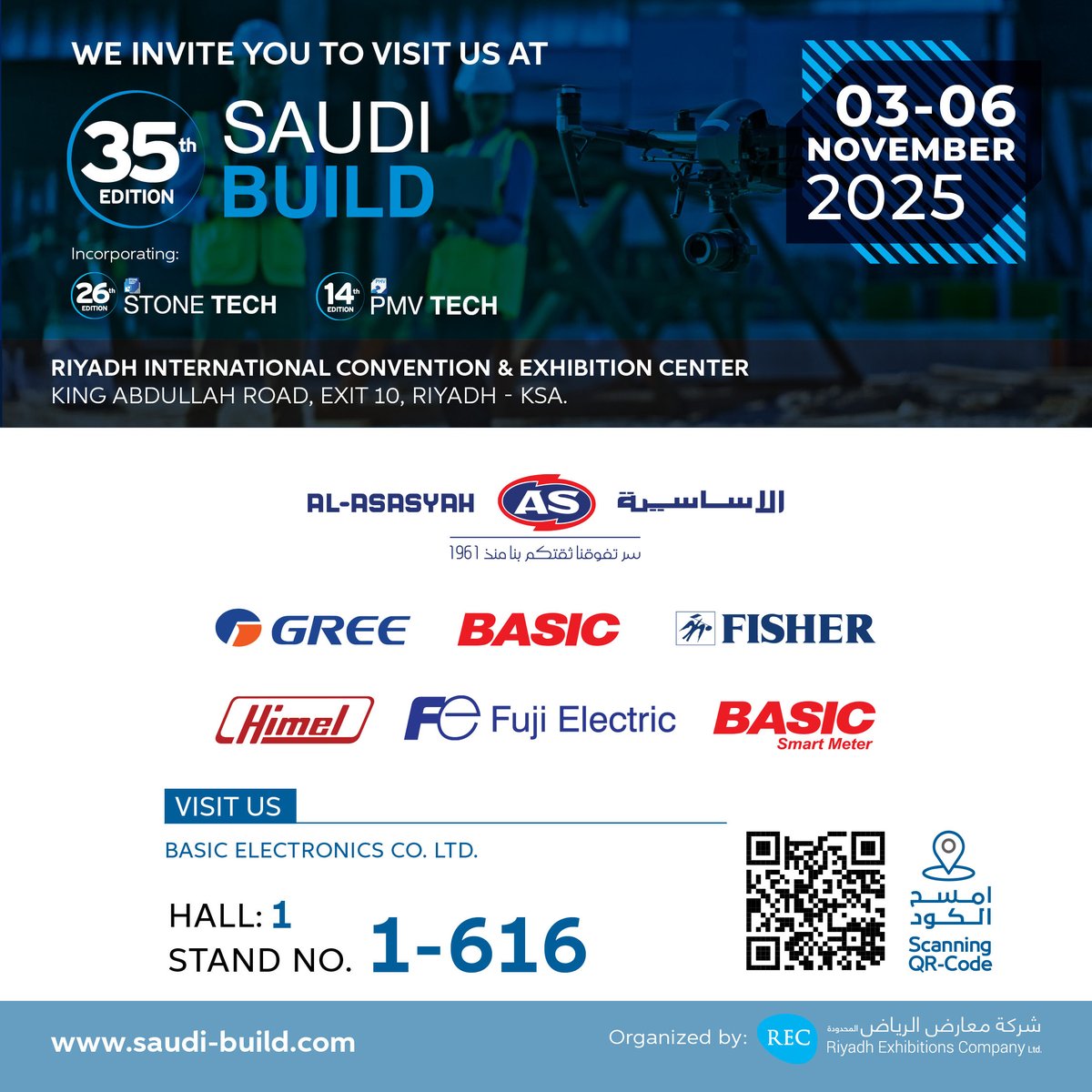 basicelec's tweet image. يسرّنا أن نرحّب بكم في جناح &quot;الأساسية&quot; في #معرض_البناء_السعودي_2025
في مركز الرياض الدولي للمؤتمرات والمعارض
صالة : 1
المنصة : 616-1
وذلك للتعرف على كل ما هو جديد من منتجاتنا المتميزة.
سجّل مجاناً الآن:
recregister.com/build/ar/

@Gree_KSA
@Saudi_Build
#SaudiBuild #basic_elec…