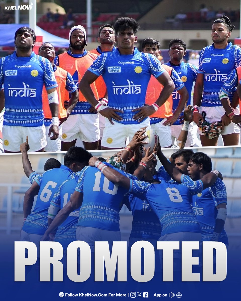 India book historic promotion to Division 1 of Asia #Rugby Sevens Series!! 🇮🇳🔥

India defeated Saudi Arabia 17-0 to record four wins in four matches and storm into the Finals of Asia Rugby Emirates 7s Trophy, securing their place in the top tier.

🇮🇳 14–10 🇱🇧 Lebanon
🇮🇳 26–5 🇦🇫