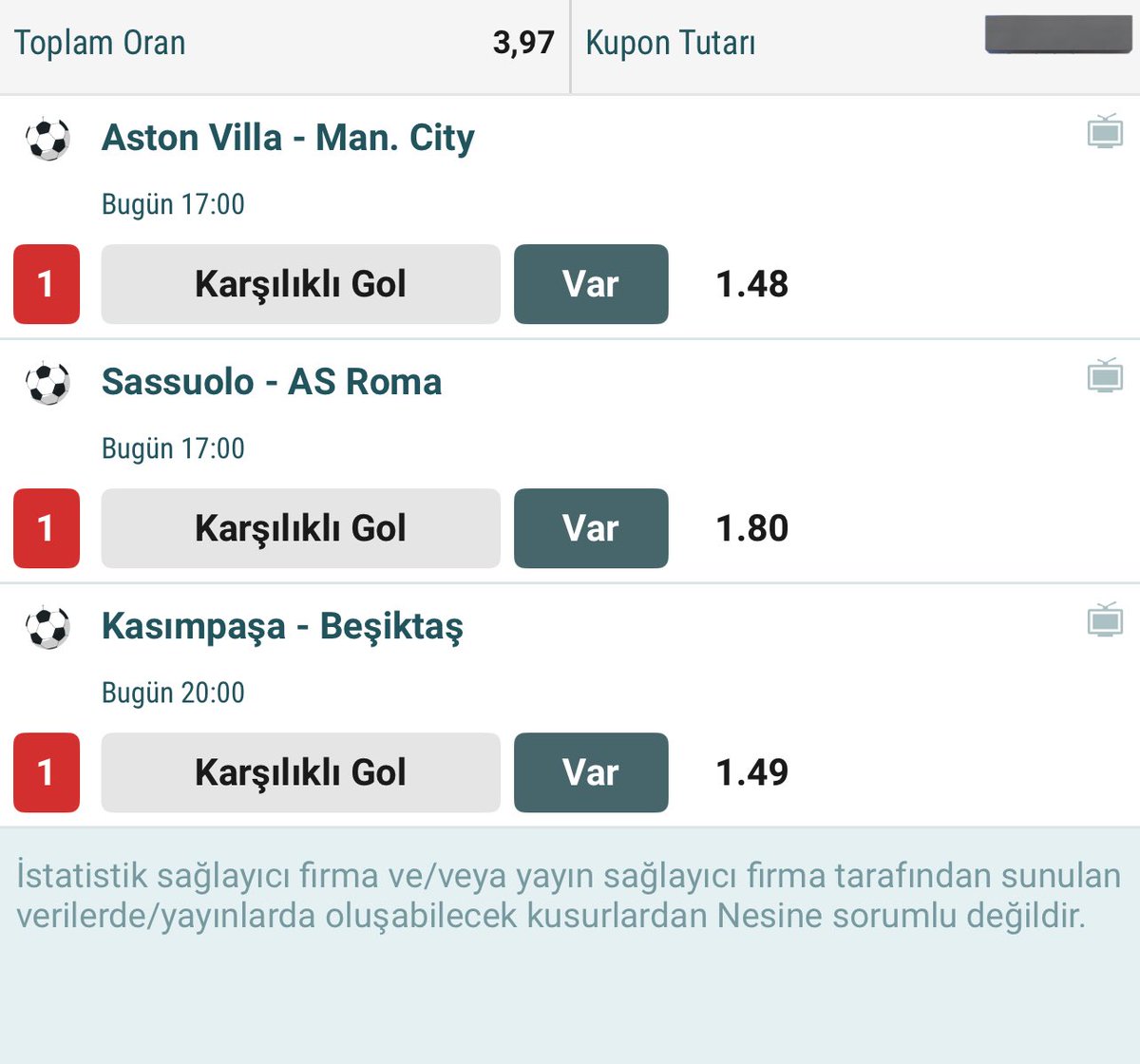 👉 GÜNÜN İDEAL KOMBİNESİ

Herkese bol şanslar.