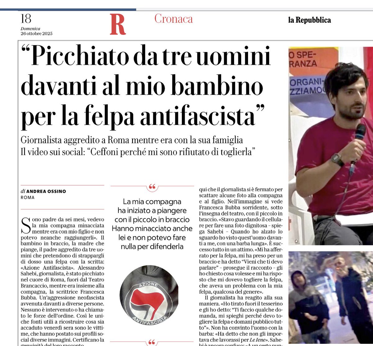 bravimabasta's tweet image. “L’odio viene dalla sinistra”
(Ricordo tra l’altro che essere antifascisti non è una scelta politica, è una precondizione per la democrazia)