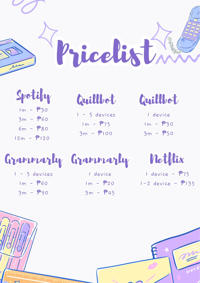 rabgelove's tweet image. PREMIUM ACCOUNT PH FOR SALE🌸
SPOTIFY 
PICSART 
CANVA PRO
NETFLIX
DISNEY PLUS
PRIME VIDEO
VIU PH
GRAMMARLY
QUILLBOT 
MICROSOFT 365
CAPCUT PRO
CHATGPT PLUS
tags wts wtb lfs lfb lf ph prem ph buyer client commissioner
mop; gcash
ㅤㅤㅤ