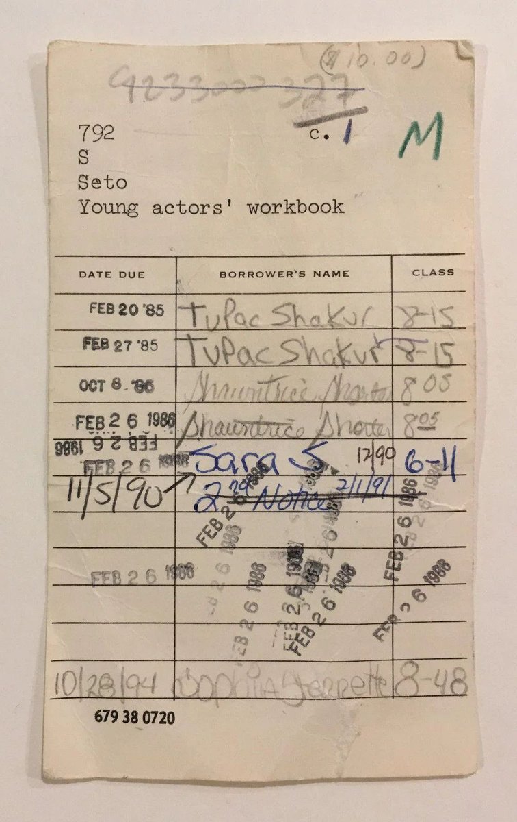 fasc1nate's tweet image. The old school library book pocket card.