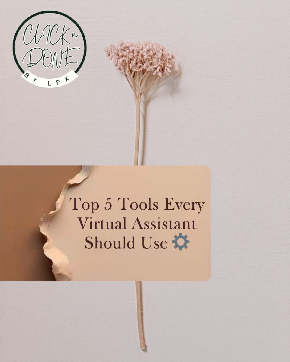 done_clickbylex's tweet photo. Top 5 Tools Every Virtual Assistant Should Use ⚙️ 
#VAtips #WorkSmarter #RemoteWork RemoteWork #VADay #WorkFromHomeVibes https://t.co/qsf8j6d6bc