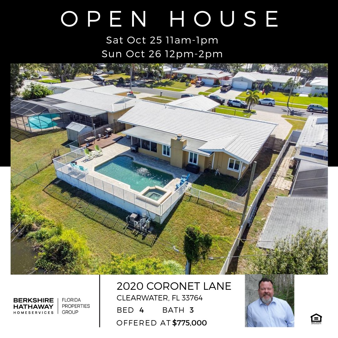Revis1982's tweet photo. Join me this weekend at 2020 Coronet Lane in Clearwater to tour this stunning 4-bedroom, 3-bath lake-view pool home offering nearly 2,700 sq. ft. of living space. You’ll love the open-concept kitchen with marble countertops, spacious family room with fireplace, and bright... https://t.co/S1cqXhK0ap