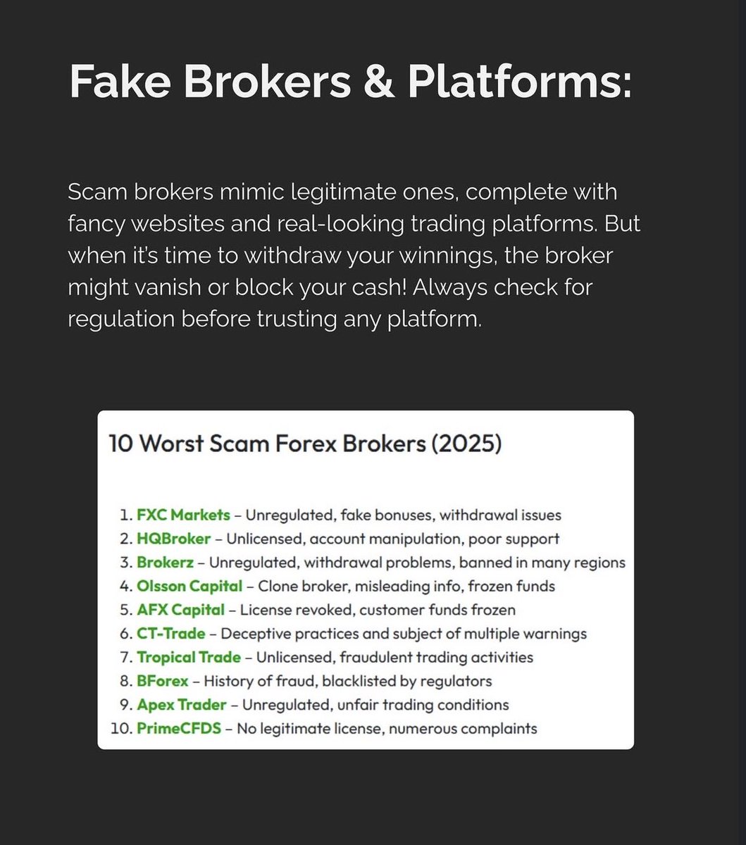 AMIRFOREX_'s tweet image. Forex isn’t a scam — but there are plenty of scams hiding inside it. The truth? The “get-rich-quick” promises are what lead most traders astray. From fake brokers to miracle robots, these traps feed on impatience and FOMO.

#amirforex 
#professionaltrader