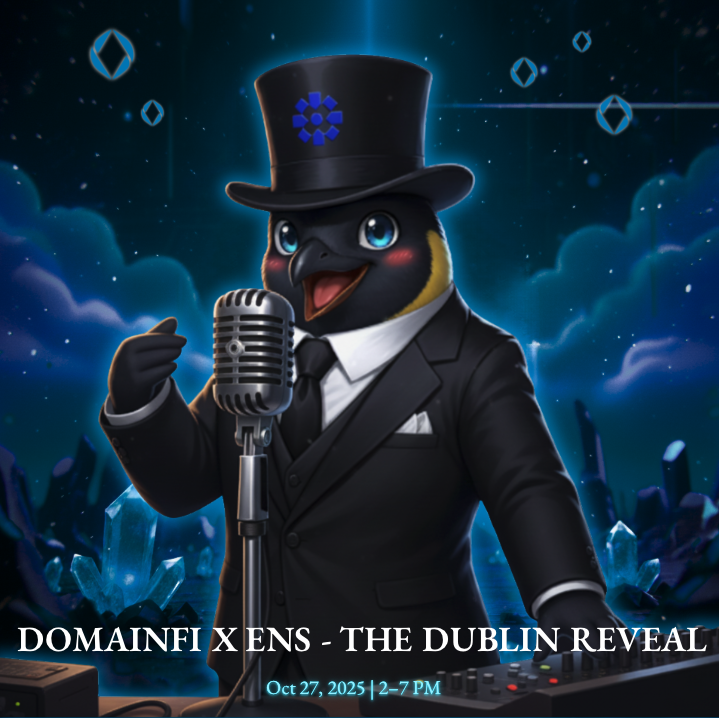 tomatofroots's tweet image. [ @domaprotocol : DomainFi x ENS - the Dublin reveal 🇮🇪]

the DomainFi Blueprint lands at ICANN Dublin - not another talk, but the session defining how registrars, resellers, and investors will operate in 2026.

&amp;gt; how DomainFi transforms DNS names into tokenized, yield-ready…