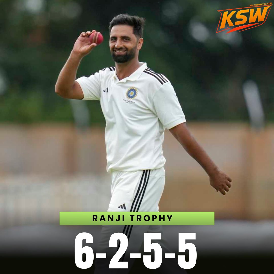 64MohsinKamal's tweet photo. Another five-wicket-haul for Auqib Nabi! He just looks unstoppable. Rajasthan 39-5 in 2nd innings #RanjiTrophy https://t.co/OcuB51S2tE