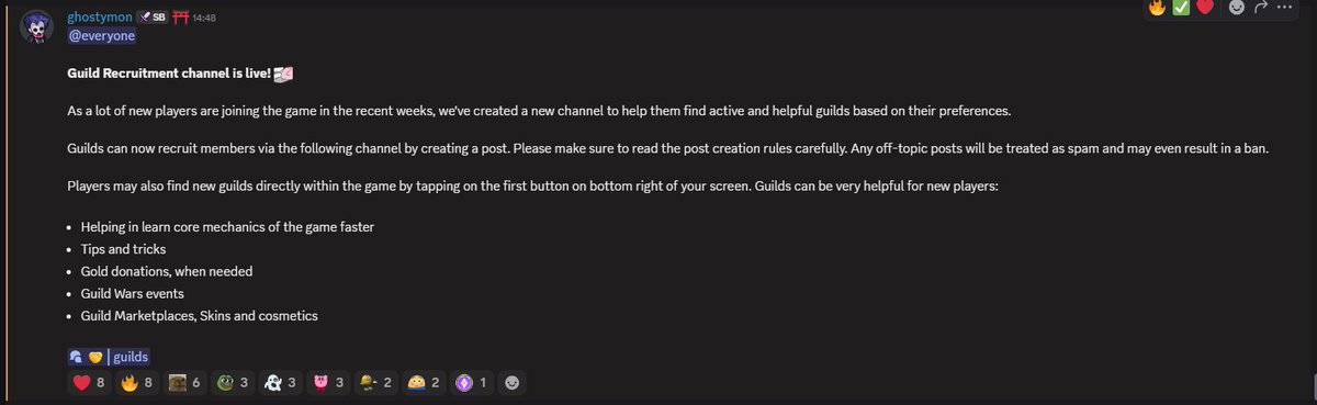 AprelKripta's tweet image. Dedicated to the newcomers 🌟
Over the past week, many new players have joined @spellbornegame !
Today, a new guilds section was added in the Discord server so everyone can get settled in faster — and, of course, it’s always more fun together! ⚔️🤝