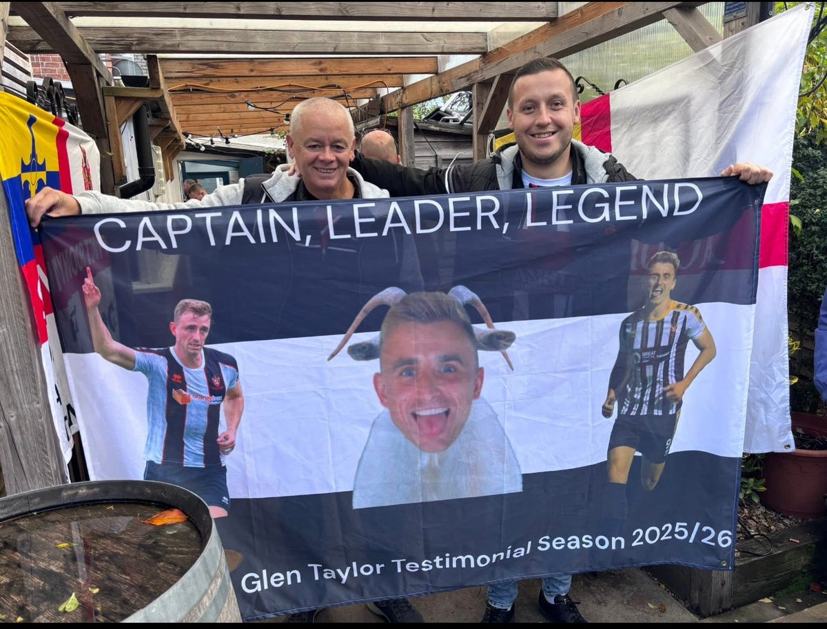Our new flag made its debut yesterday down at Kidderminster. 10 years in the making! 

<a href="/GlenTaylor23/">Glen Taylor</a> 

CAPTAIN
LEADER
LEGEND
🐐