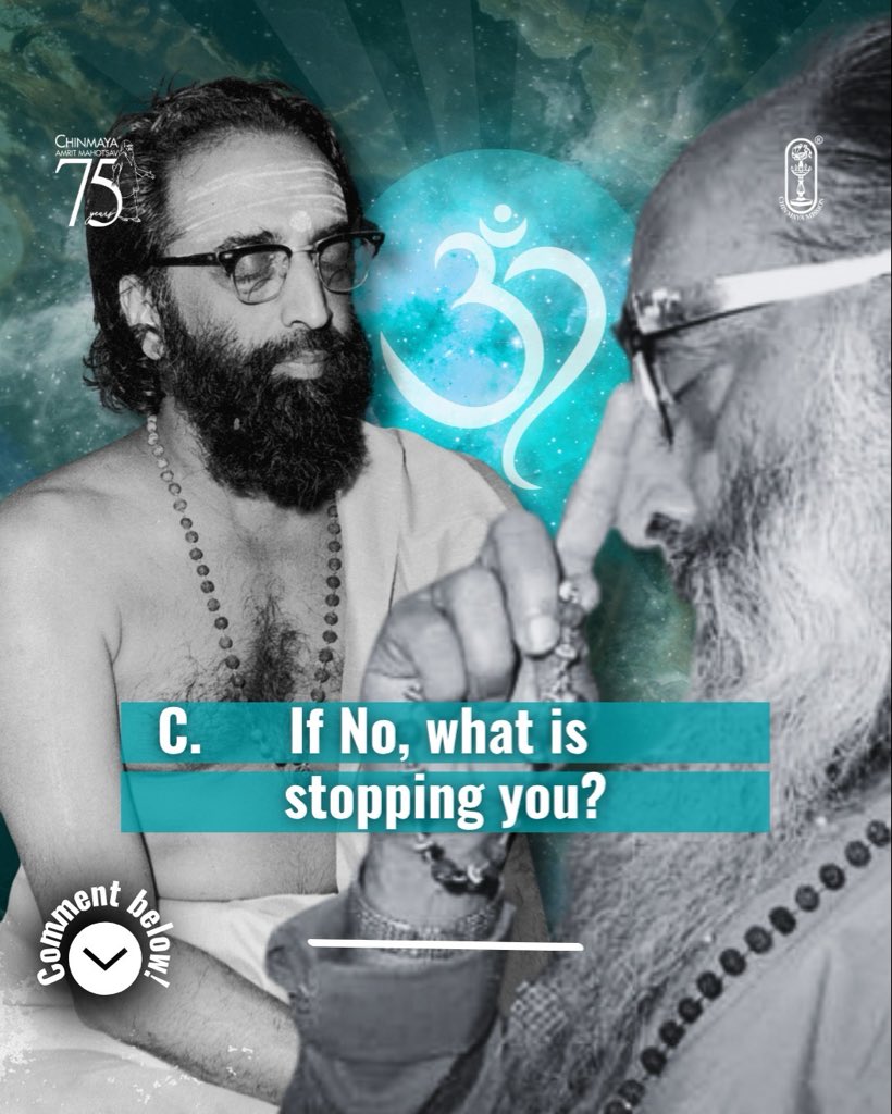 Chinmayananda's tweet photo. Comment below!

#spiritualpractice #spiritualpractices #sadhana #quizinstagram #quiznight #quizoftheday #yesorno #questionsandanswers #chants #karmayoga #karm #jnanayoga #jnana #kriya #kriyayoga #bhaktimarga #bhaktimarg #chinmayamission #swamichinmayananda #sundayreminder https://t.co/6I2BB6v3aS