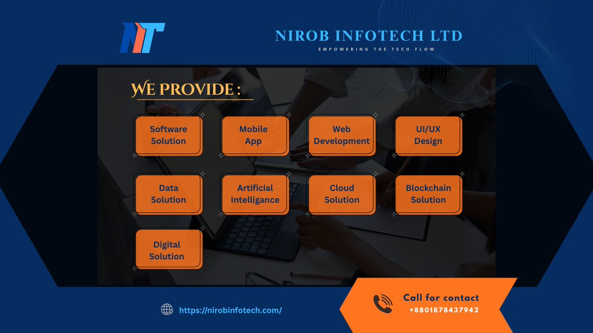 Nirob_InfoTech's tweet image. Welcome to Nirob InfoTech LTD 👋
Nirob InfoTech is a Bangladeshi trusted software firm, which is completely providing all digital solutions.
Digital Product,
Digital Management
Digital Services.
Your trusted digital partner...
#NIT #SoftwareCompany #mobileapp #DataSolutions