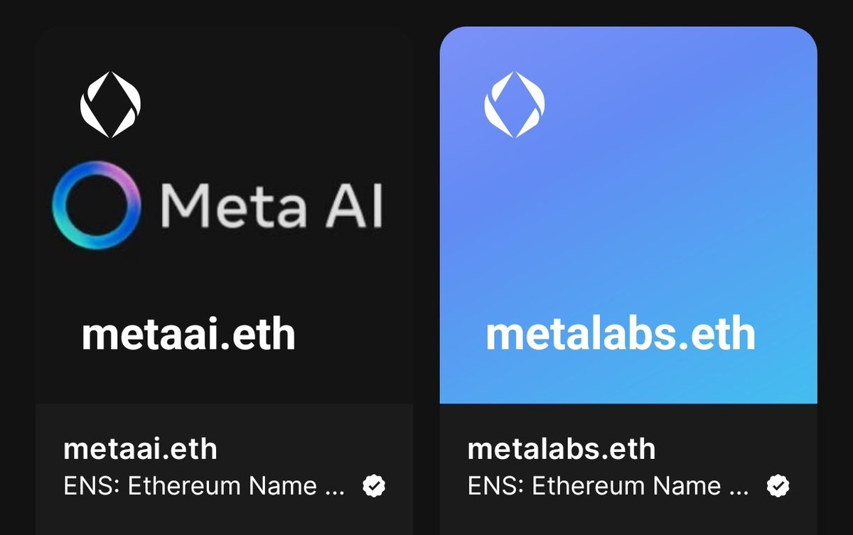 Building the future of Meta or AI ?
Secure your brand with MetaAi.eth or MetaLabs.eth

​Both are available and open for offers.

#ENS #web3 #domains #crypto #blockchain #metaverse #ai #ENSmerch