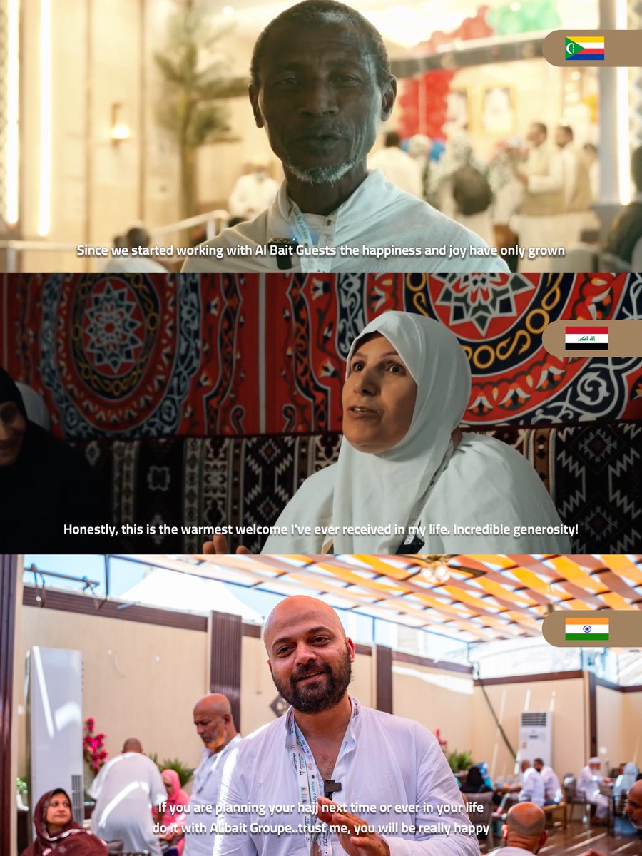 Albaitguests's tweet photo. Every word from our Guests of Allah is an honor we hold close to heart.
Their stories, emotions, and experiences with us remind us why we do what we do، 
because their satisfaction is our greatest reward.

#AlBaitGuests https://t.co/Z9kwQ2w8nb