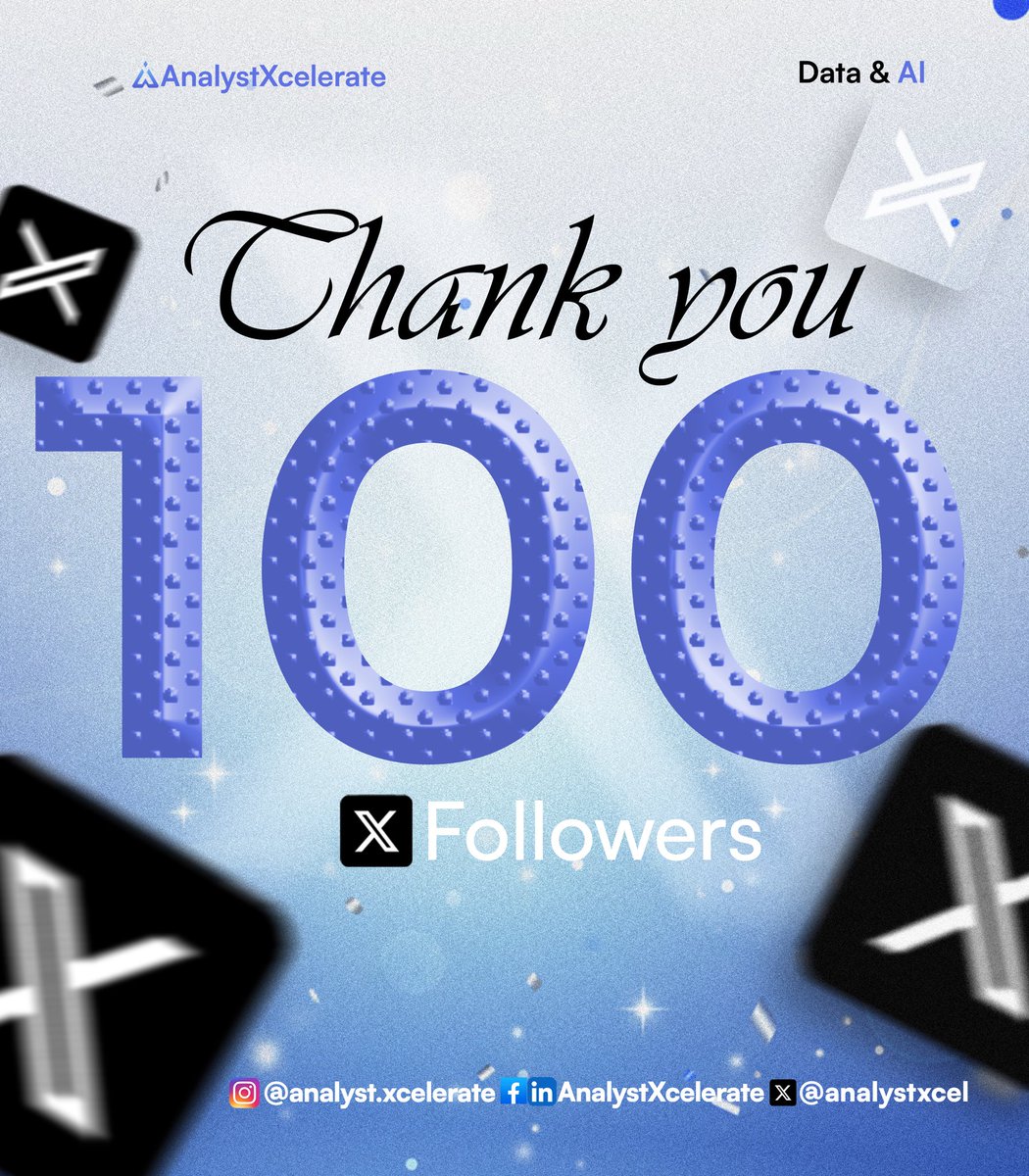 analystxcel's tweet image. A hundred followers might look small but it’s actually a very great step into achieving something very great.
Thank you everyone for being part of this amazing journey so far 😇🎊🎉