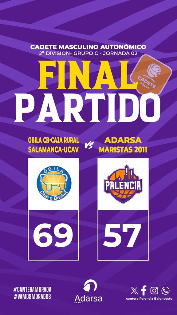 PBcantera's tweet image. 🏆 #CadMasCyL - 2a División
📆 Jornada 02
🏀FINAL
🟢 @Obila_com
🟣 @PBcantera 2011
 Derrota colegial en la ciudad de la Muralla
💜 #CanteraMorada
#CDMaristas
#VamosMorados