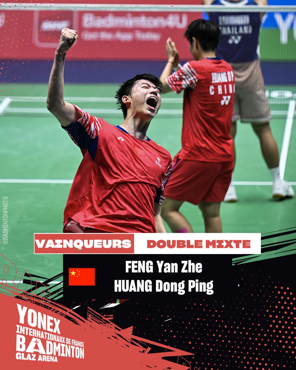 FENG/HUANG 🇨🇳 retain their title! They're our 2025 #FrenchOpen champions!
Congratulations! 
Final score : 27/25 21/12

FENG/HUANG 🇨🇳 conservent leur titre et sont sacrés champions de l’édition 2025 des #YonexIFB !
Félicitations !
Score final : 27/25 21/12