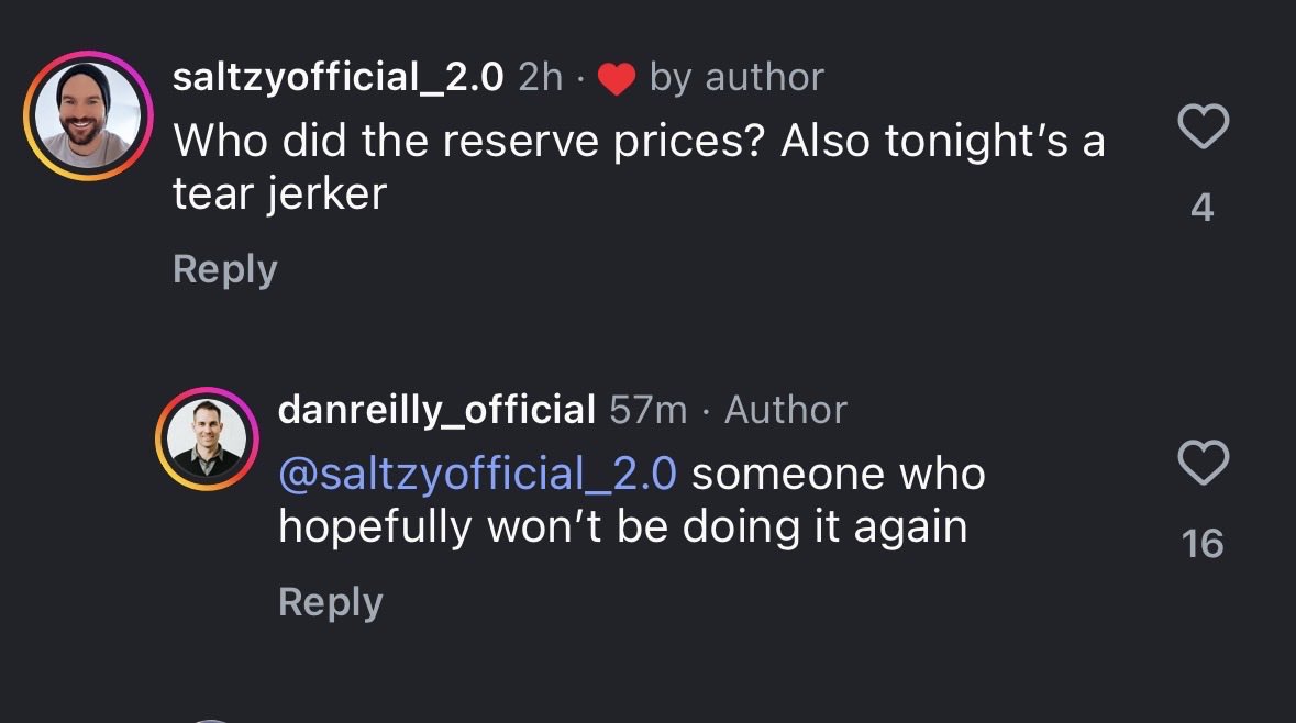 Interesting reply from Dan on his insta post  #TheBlock