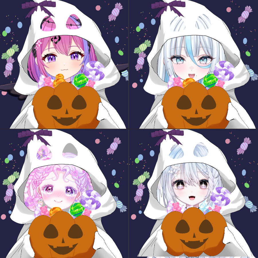 kumoikirara's tweet image. お菓子を持ったおばけちゃんです！    
【素材の使用について】                     
RT＆💙で使用できます！             
加工、編集〇                          
自作発言、2次配布、商用利用✕                    
引用やフォローしてくださったら見に行くかも！ #VTuber素材 #IRIAM素材