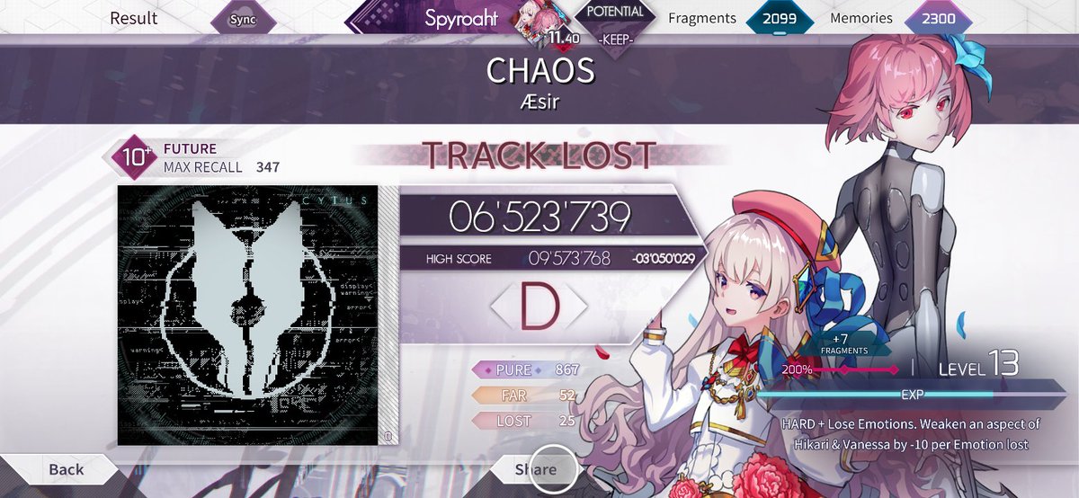 ValeraVali54998's tweet image. #arcaea #worldmode #chaos #hikari #vanessa