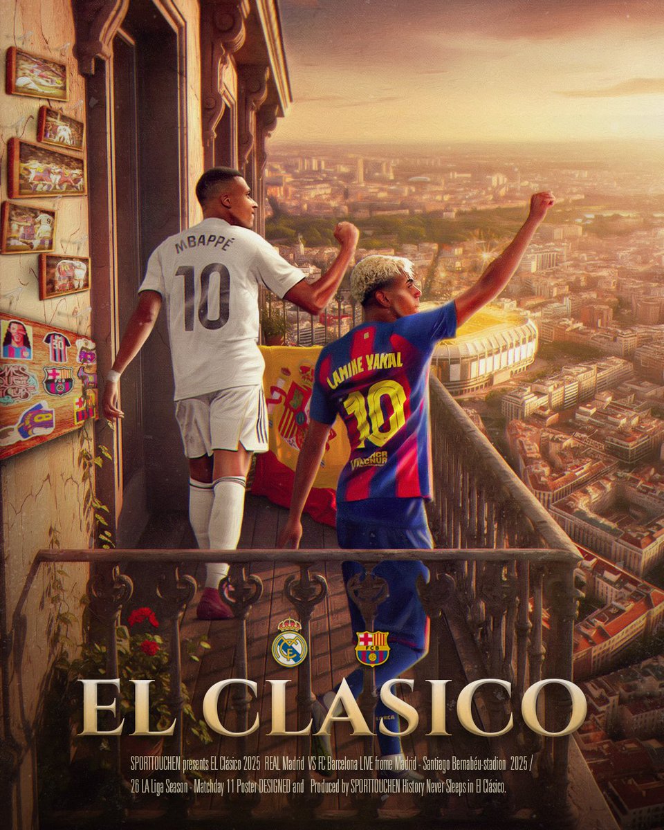 hiibitDZN's tweet photo. I created this El Clásico 2025 poster for Sporttochen
#ElClasico #MatchdayPoster #Design #FootballArt #SPORTTOUCHEN https://t.co/wPC5ySspY3
