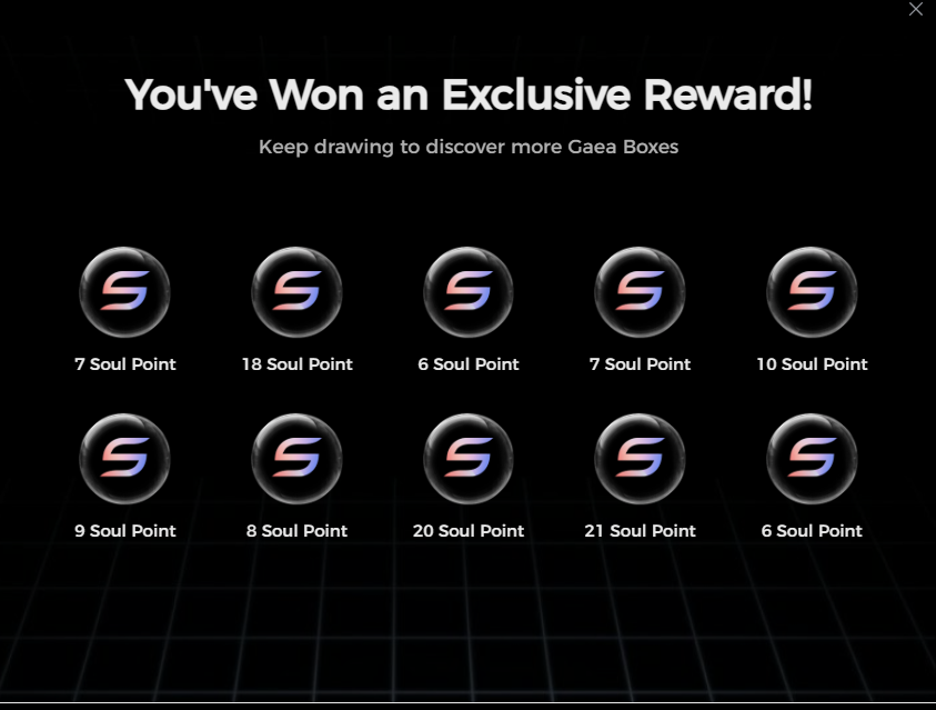 Opening another 10 mystery box on <a href="/aigaealabs/">GAEA</a> 
Being unlucky again to not earn some usdc, but get quite good amount of soul points
#GAEA