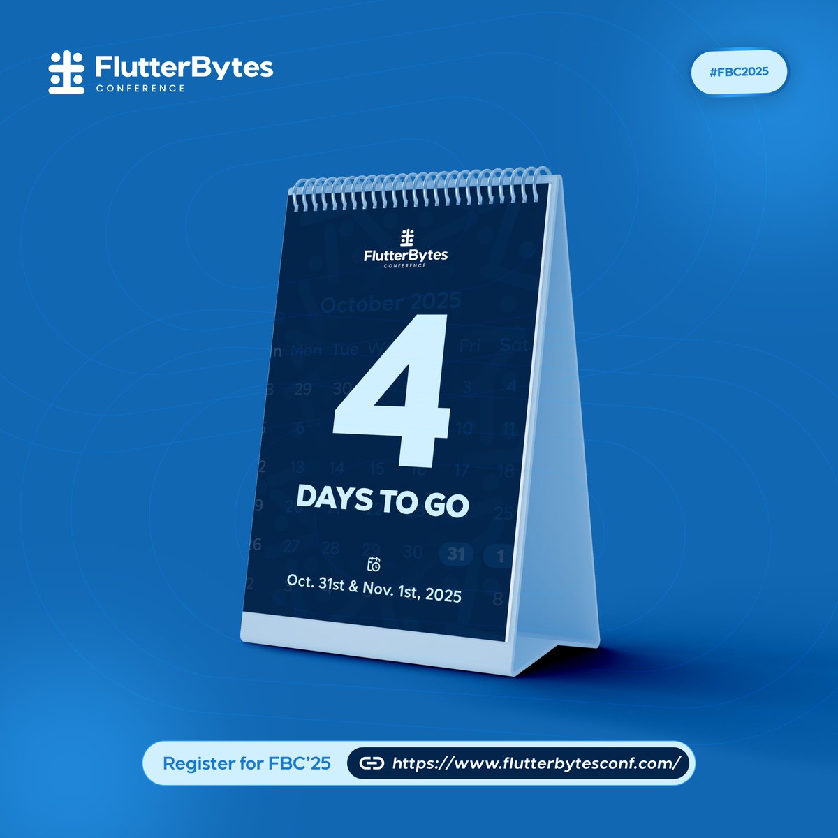 flutterbyteconf's tweet image. 4 DAYS LEFT! 🚨 
The countdown is nearly over. FlutterBytes Conference 2025 is almost here!
Don't let FOMO hit you. Grab your ticket now to be part of the learning, networking, and fun at Zone Tech Park! bit.ly/FBC25-Tickets
#FBC25 #FlutterBytesConference2025 #4DaysToGo…
